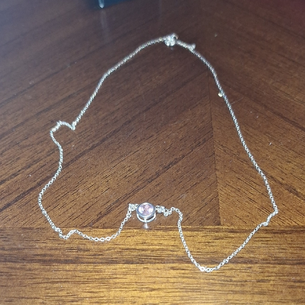 Elegant Silver Necklace with Pink Gemstone